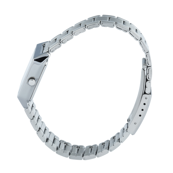 Jam Tangan Casio LTP-V007D-1E Tank Women Black Dial Stainless Steel band