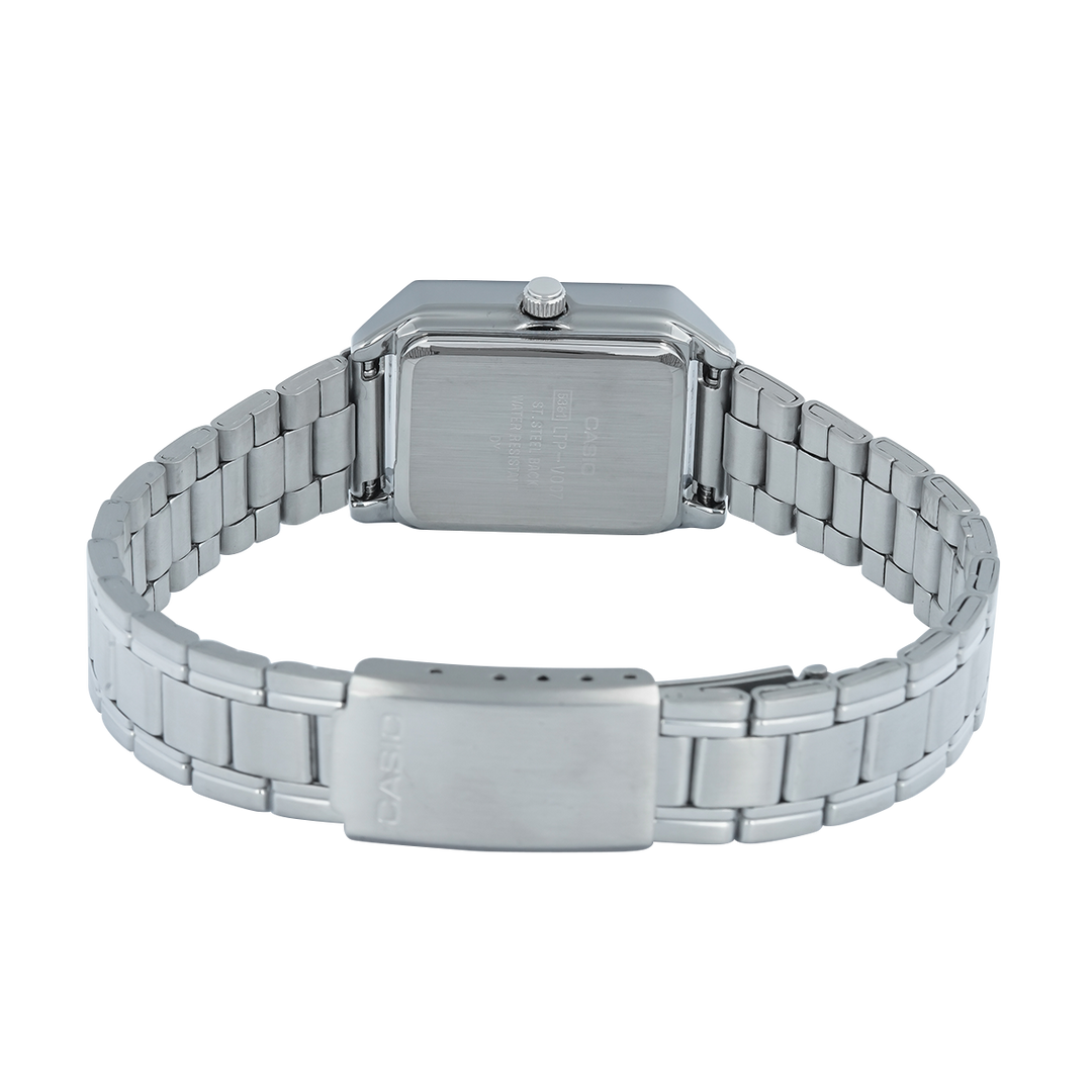 Jam Tangan Casio LTP-V007D-1E Tank Women Black Dial Stainless Steel band