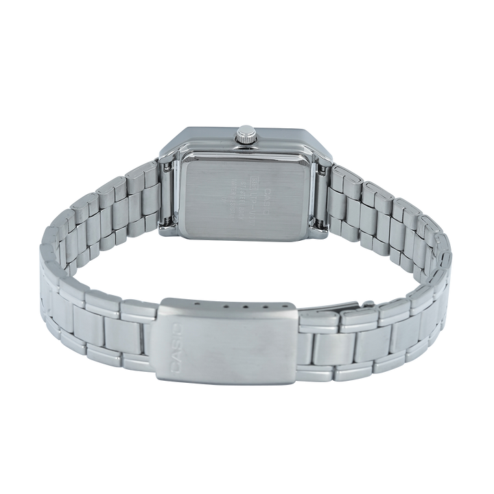 Jam Tangan Casio LTP-V007D-1E Tank Women Black Dial Stainless Steel band