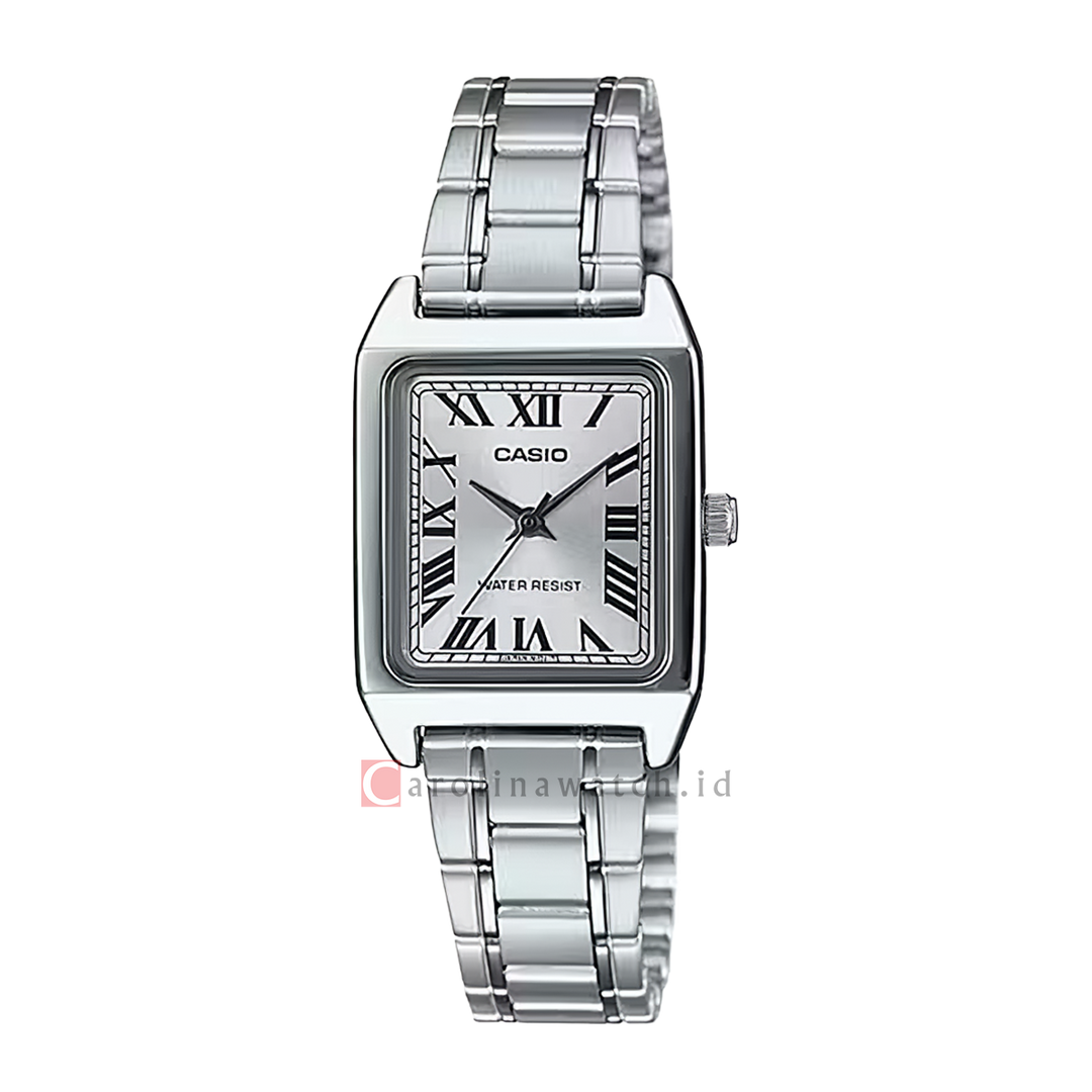 Jam Tangan Casio General LTP-V007D-7B Tank Women Silver Dial Stainless Steel Band