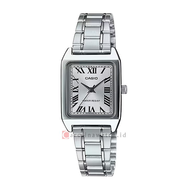 Jam Tangan Casio General LTP-V007D-7B Tank Women Silver Dial Stainless Steel Band