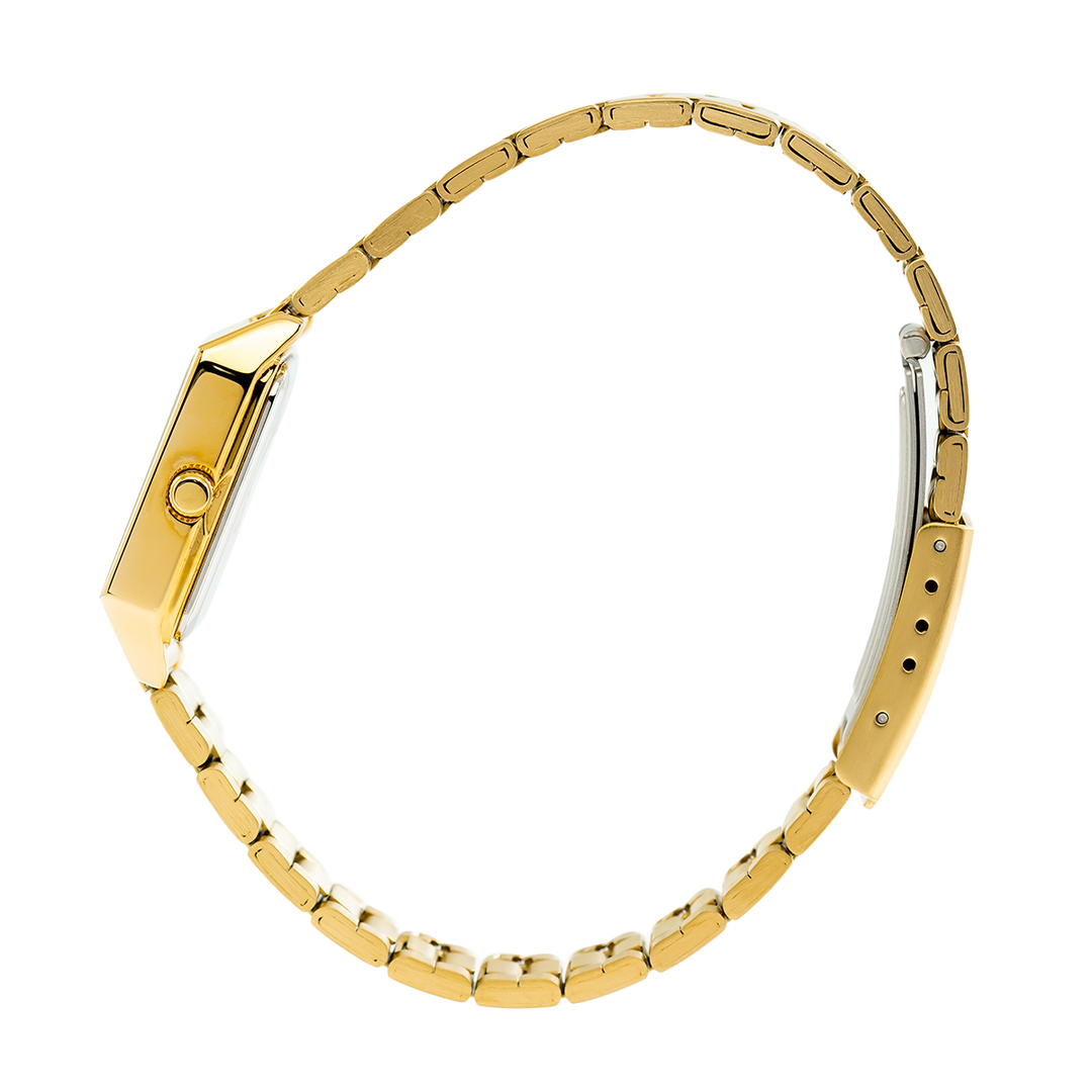 Jam Tangan Casio General LTP-V007G-9B Tank Women Silver Dial Gold Stainless Steel Band