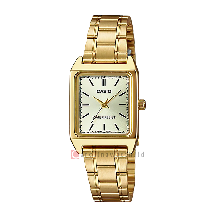Jam Tangan Casio General LTP-V007G-9E Tank Women Gold Dial Gold Stainless Steel Band
