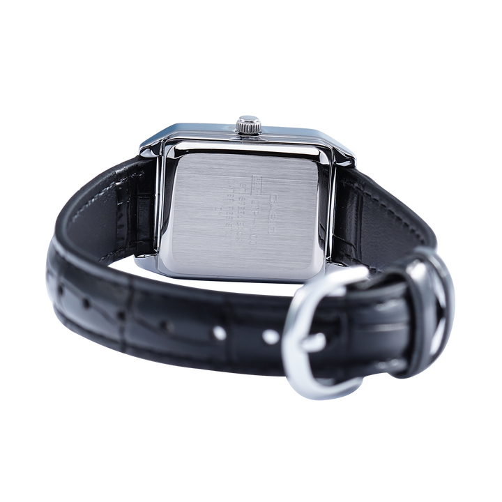Jam Tangan Casio General LTP-V007L-7B1 Tank Women Silver Dial Black Leather Band