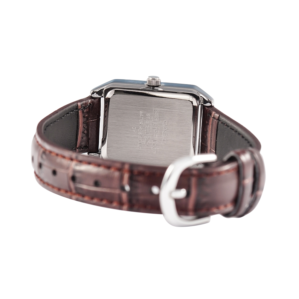 Jam Tangan Casio General LTP-V007L-9B Tank Women Beige Dial Brown Leather Band