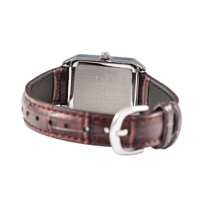 Jam Tangan Casio General LTP-V007L-9B Tank Women Beige Dial Brown Leather Band