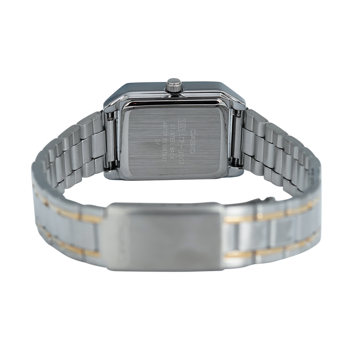Jam Tangan Casio General LTP-V007SG-9B Tank Women Gold Dial Dual Tone Stainless Steel Band