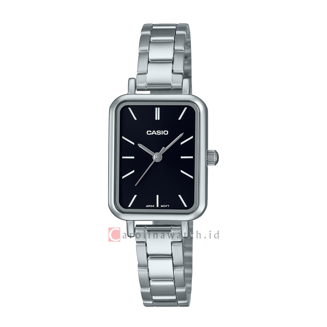 Jam Tangan Casio Standard LTP-V009D-1E Women Black Dial Stainless Steel Band