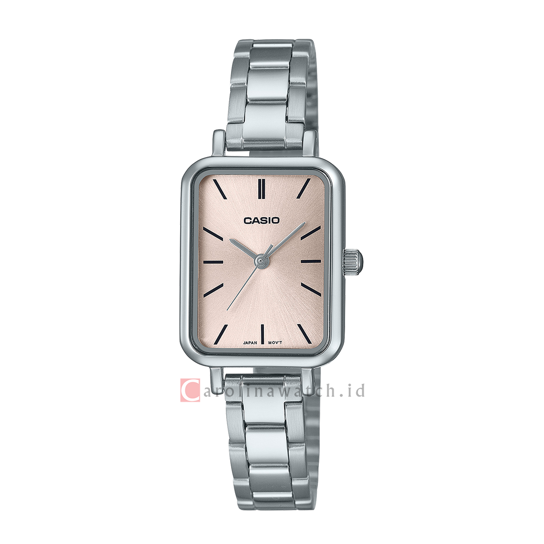 Jam Tangan Casio Standard LTP-V009D-4E Women Pink Dial Stainless Steel Band