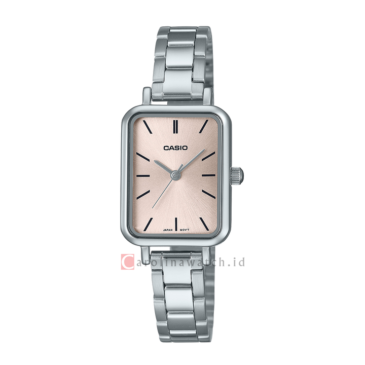 Jam Tangan Casio Standard LTP-V009D-4E Women Pink Dial Stainless Steel Band