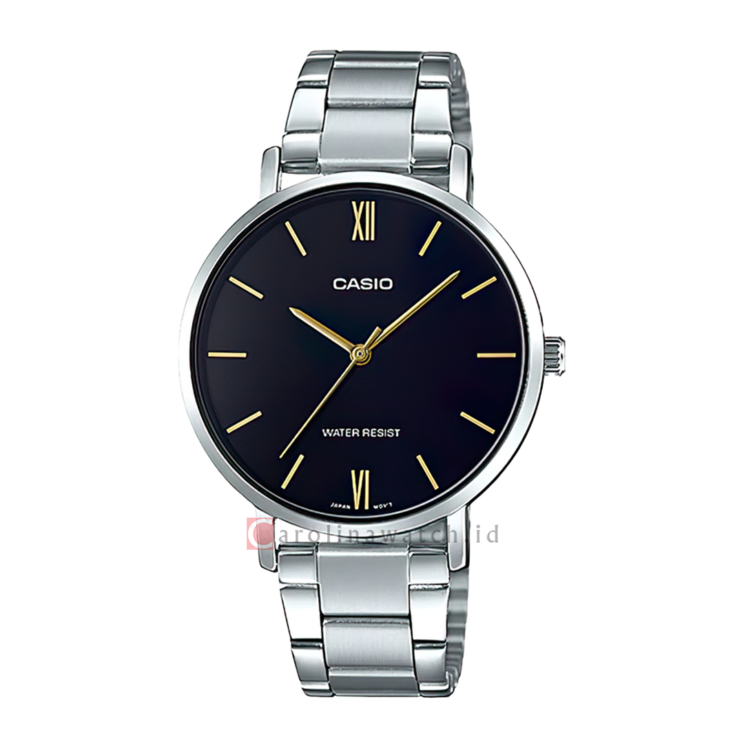 Jam Tangan Casio General LTP-VT01D-1B Women Black Dial Stainless Steel Band