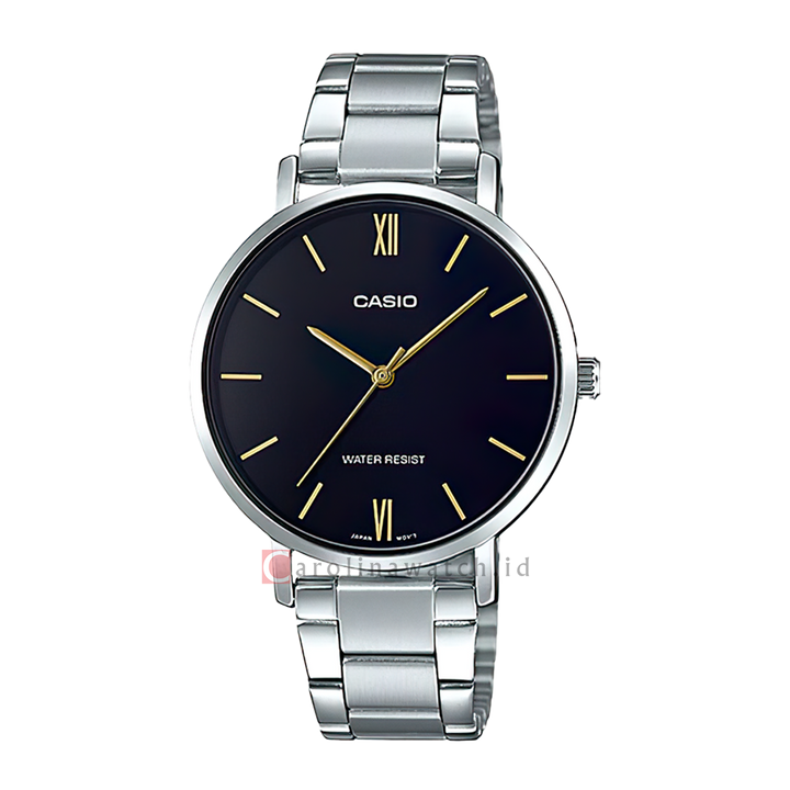 Jam Tangan Casio General LTP-VT01D-1B Women Black Dial Stainless Steel Band