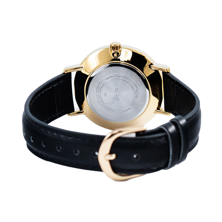 Jam Tangan Casio General LTP-VT01GL-1B Women Black Dial Black Leather Band