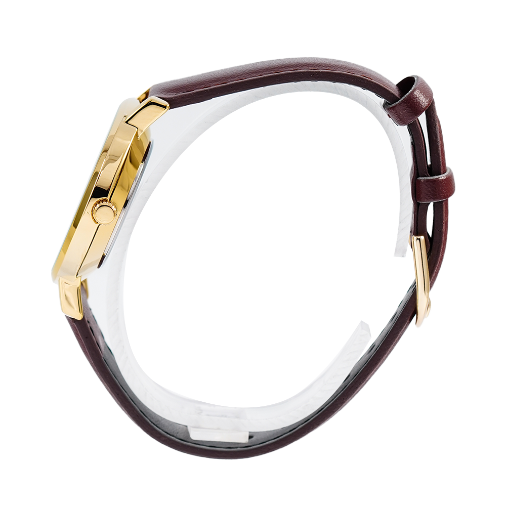 Jam Tangan Casio General LTP-VT01GL-9B Women Gold Dial Brown Leather Band