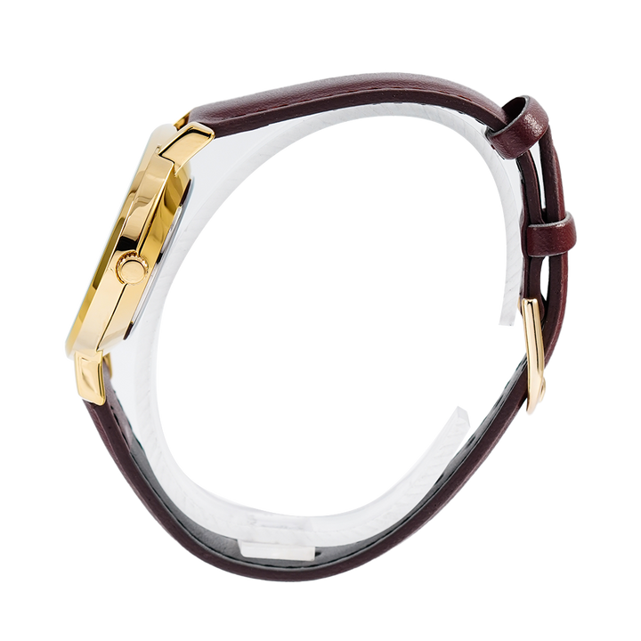Jam Tangan Casio General LTP-VT01GL-9B Women Gold Dial Brown Leather Band