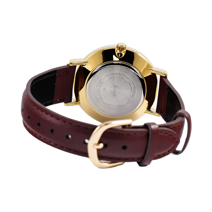 Jam Tangan Casio General LTP-VT01GL-9B Women Gold Dial Brown Leather Band