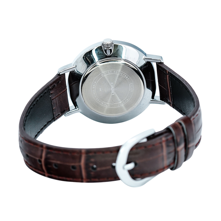 Jam Tangan Casio Standard LTP-VT01L-2B Women Blue Dial Brown Leather Band