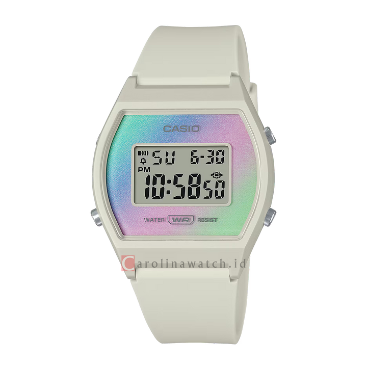 Jam Tangan Casio POP LW-205H-8A Women Digital Dial White Resin Band