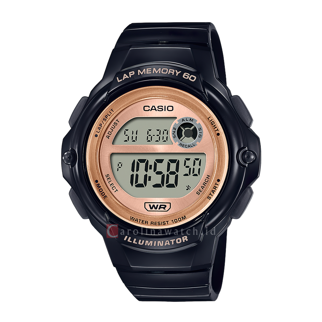 Jam Tangan Casio LWS-1200H-1A Women Digital Dial Black Resin Band