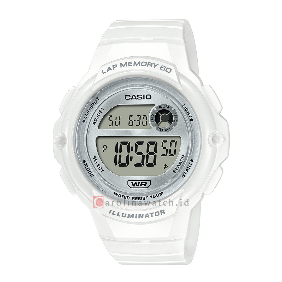 Jam Tangan Casio LWS-1200H-7A1 Women Digital Dial White Resin Band