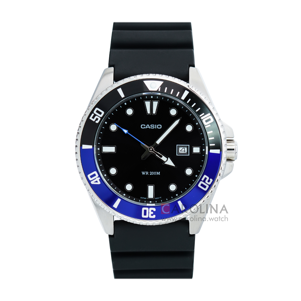 Jam Tangan Casio MDV-107-1A2 Men Black Dial Black Resin Band