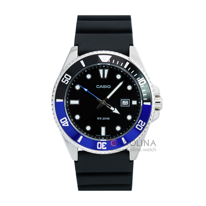 Jam Tangan Casio MDV-107-1A2 Men Black Dial Black Resin Band