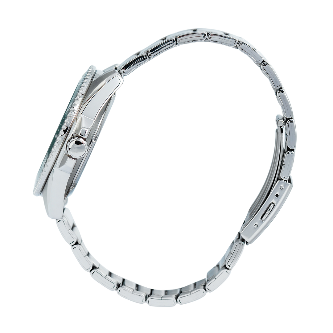 Jam Tangan Casio General MDV-107D-3A Men Green Dial Stainless Steel Band