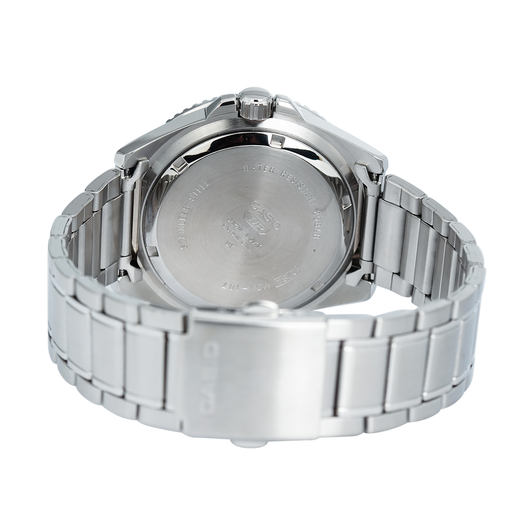 Jam Tangan Casio General MDV-107D-3A Men Green Dial Stainless Steel Band