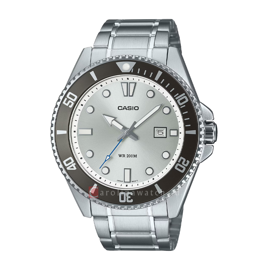 Jam Tangan Casio General MDV-107D-7A Men Silver Dial Stainless Steel Band