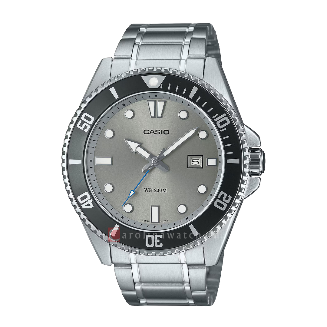 Jam Tangan Casio General MDV-107D-8A Men Silver Dial Stainless Steel Band