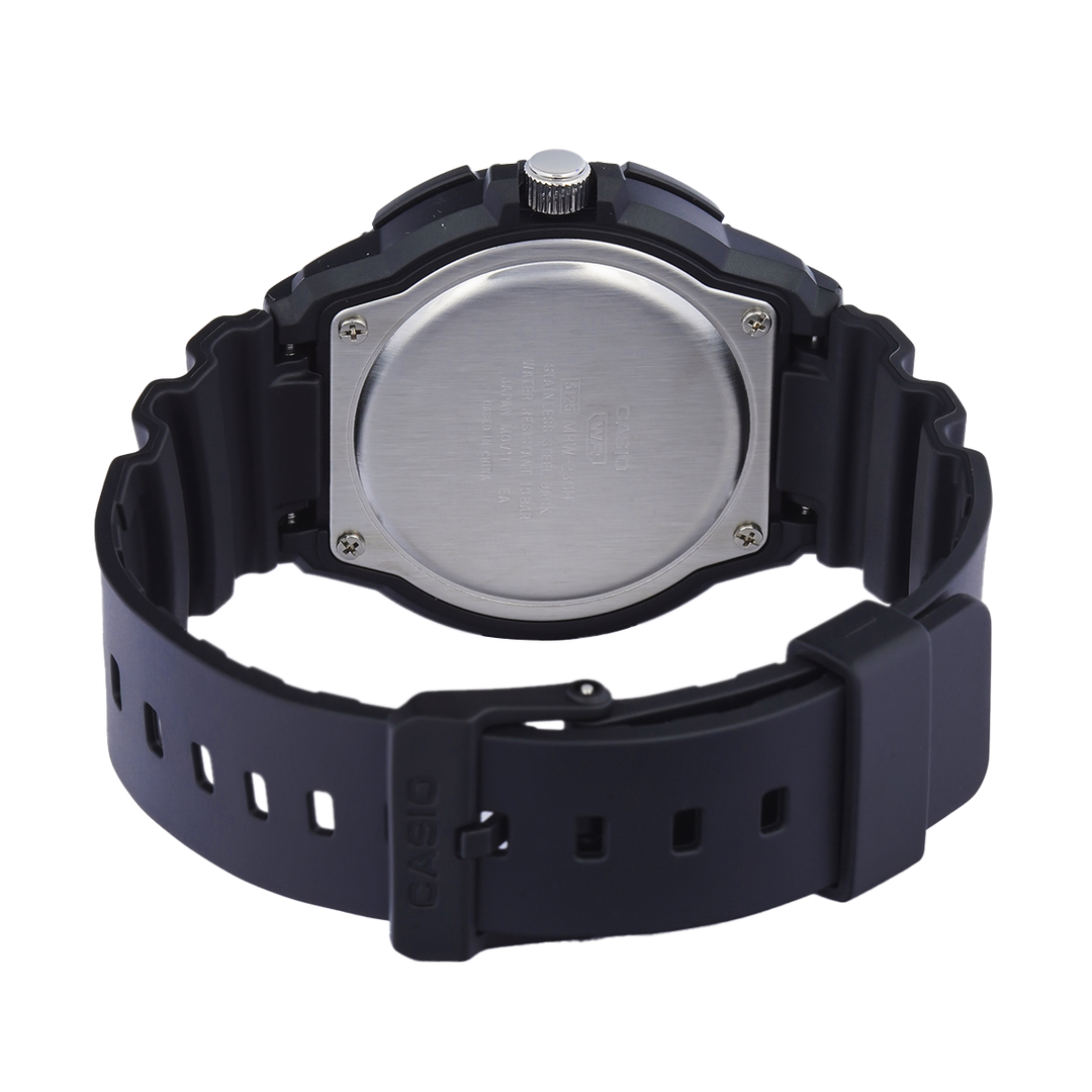 Jam Tangan Casio Standard MRW-230H-1E1 Men Black Dial Black Resin Band