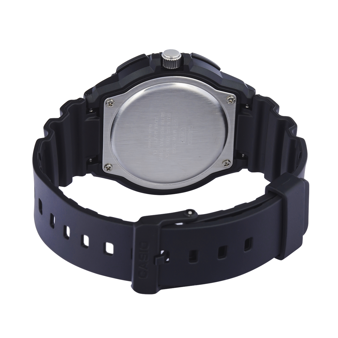 Jam Tangan Casio Standard MRW-230H-1E2 Men Black Dial Black Resin Band