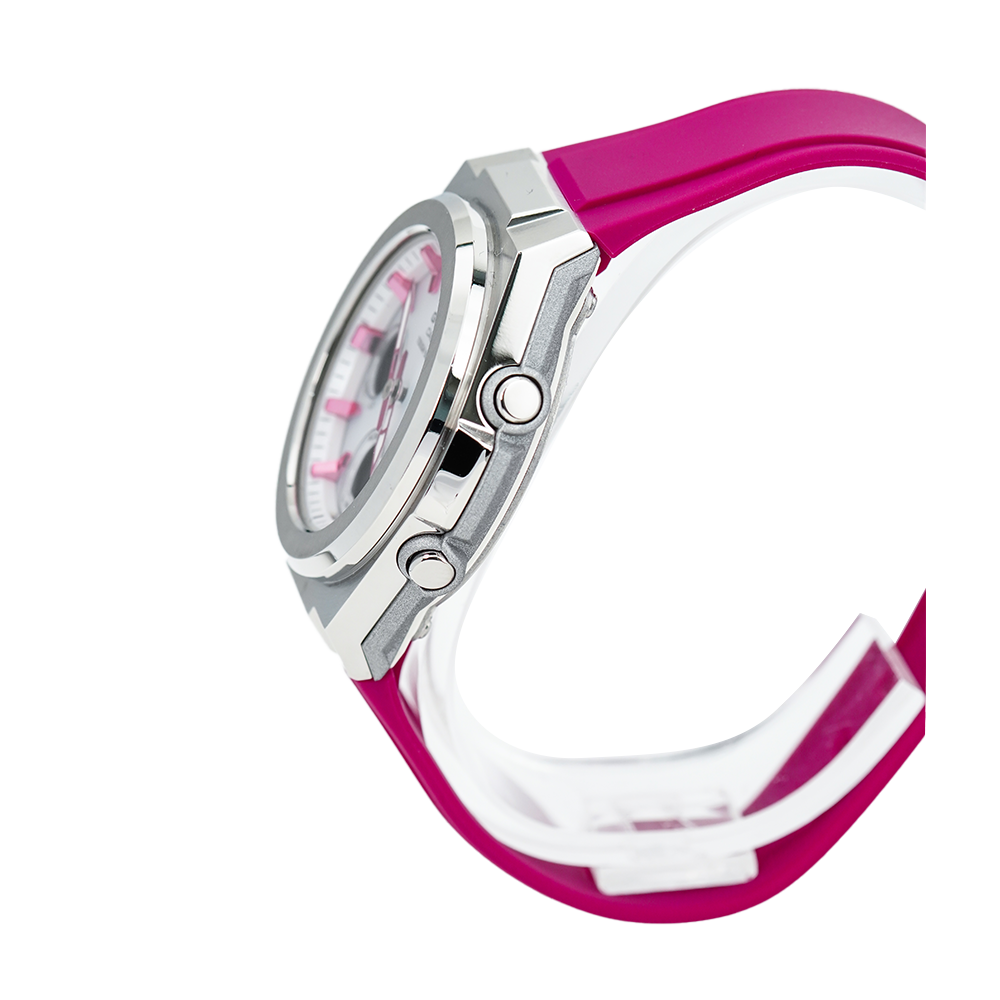 Jam Tangan Casio Baby-G MSG-S600-4A Women Silver Dial Maroon Red Resin Band
