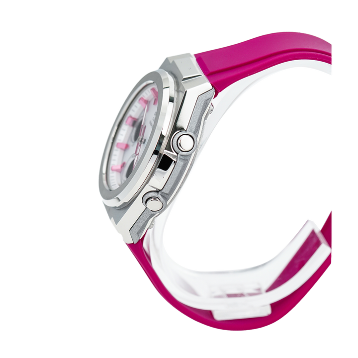 Jam Tangan Casio Baby-G MSG-S600-4A Women Silver Dial Maroon Red Resin Band