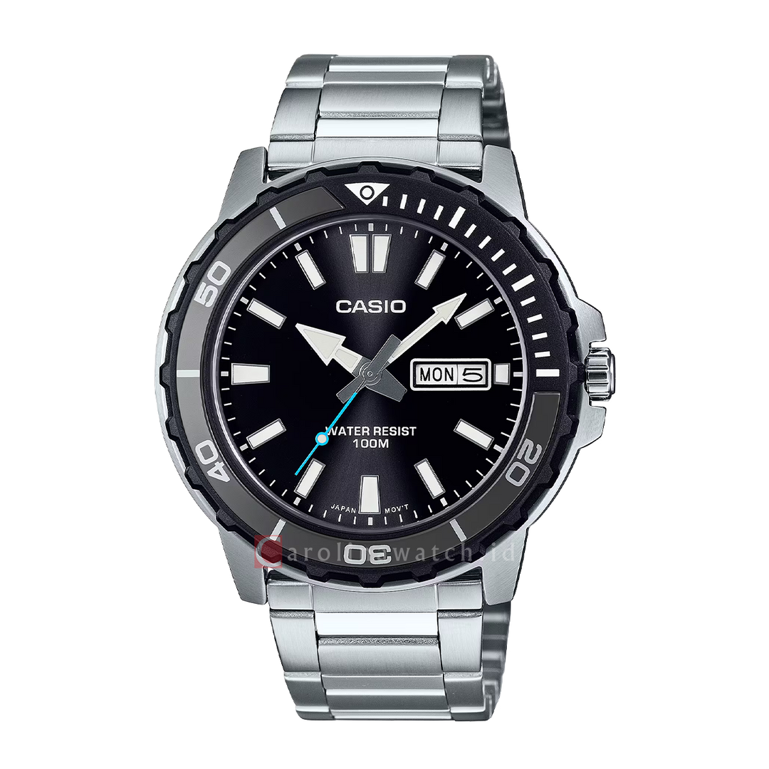 Jam Tangan Casio Standard MTD-125D-1A3 Men Black Dial Stainless Steel Band