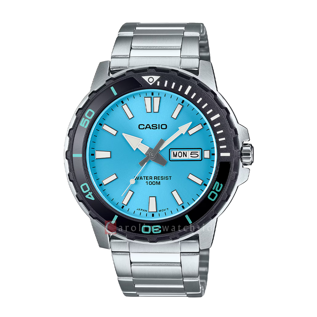 Jam Tangan Casio Standard MTD-125D-2A3 Men Blue Dial Stainless Steel Band