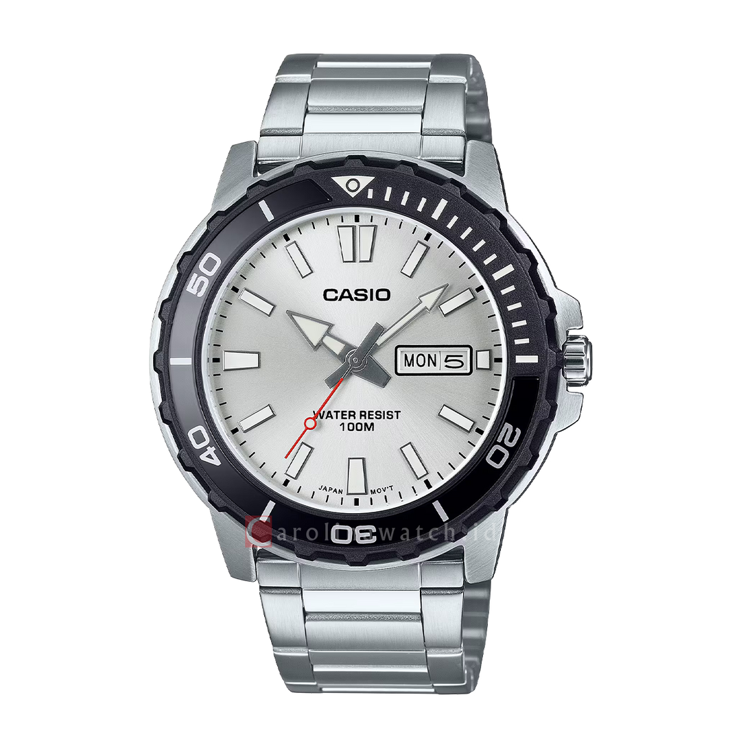 Jam Tangan Casio Standard MTD-125D-7A Men Silver Dial Stainless Steel Band