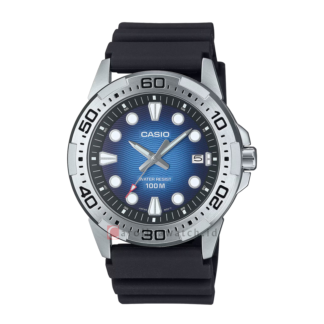 Jam Tangan Casio Standard MTD-140-2A Men Blue Dial Black Resin Band