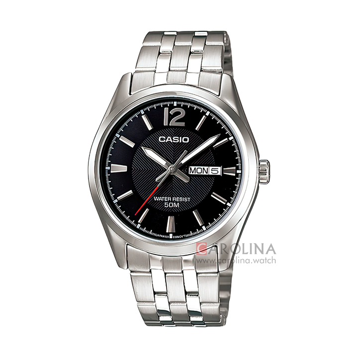 Jam Tangan CASIO MTP-1335D-1A Enticer Men Black Dial Stainless Steel Band
