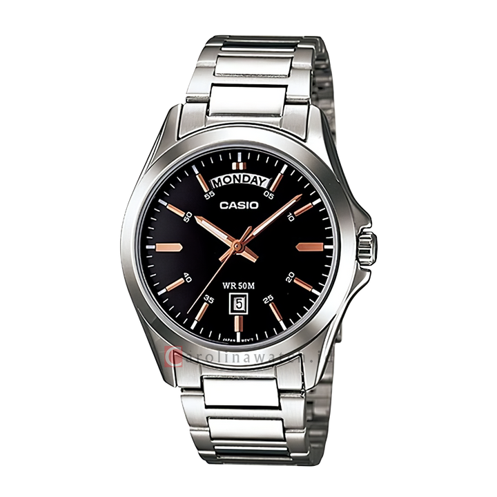 Jam Tangan Casio General MTP-1370D-1A2 Men Black Dial Stainless Steel Band