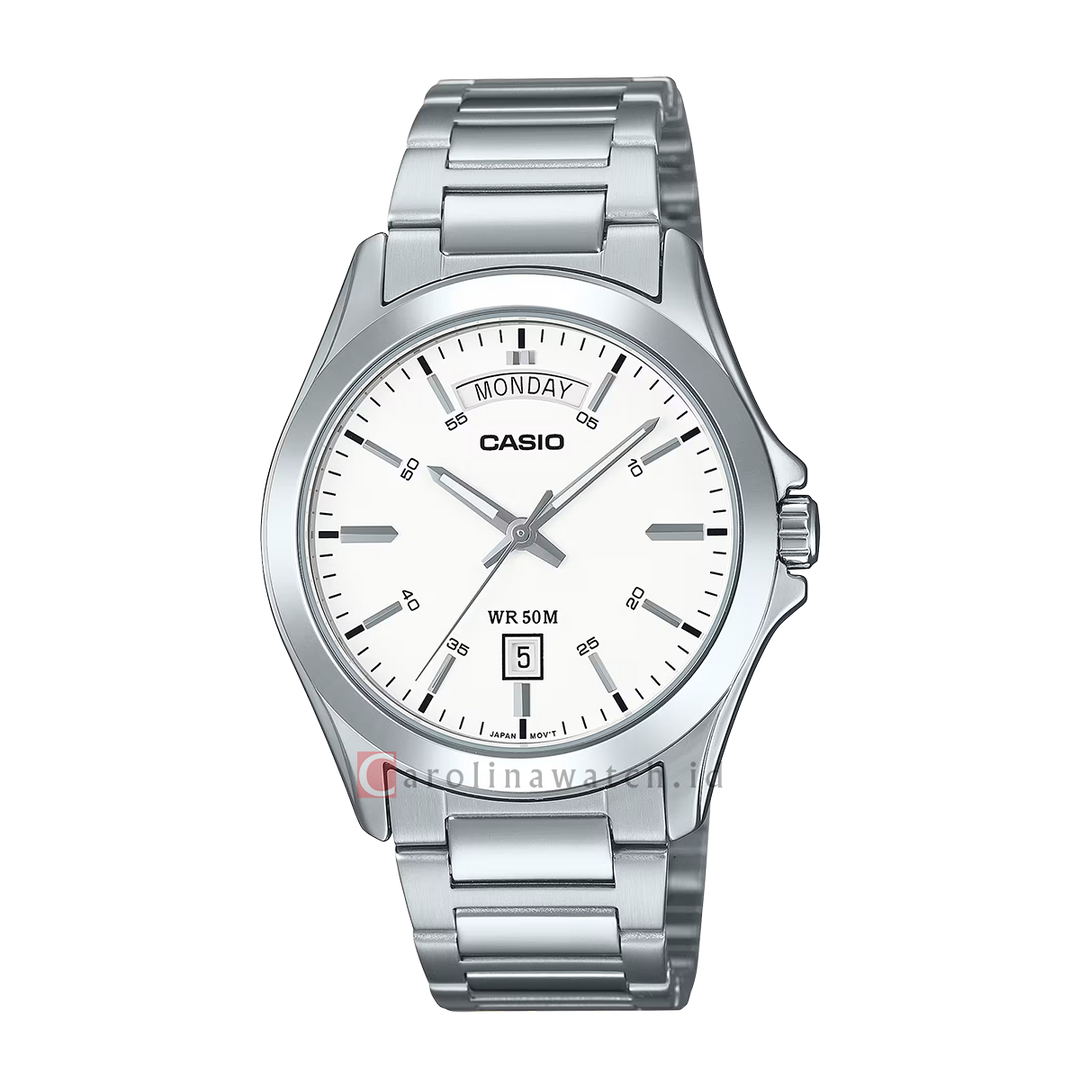 Jam Tangan Casio Standard MTP-1370D-7A3 Men White Dial Stainless Steel Band