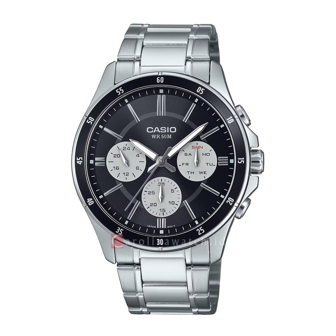 Jam Tangan Casio Standard MTP-1374D-1A3 Men Dual Tone Dial Stainless Steel Band