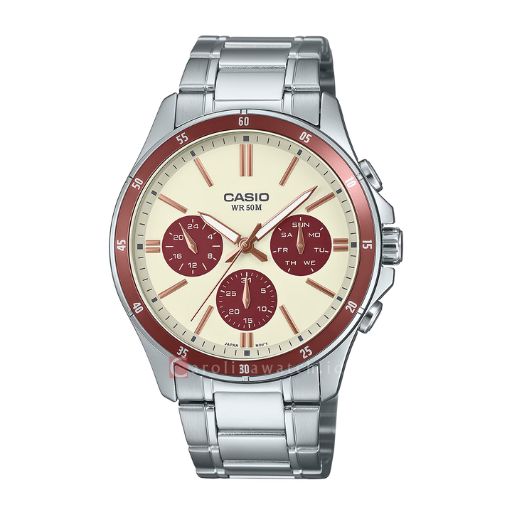 Jam Tangan Casio Standard MTP-1374D-5A2 Men Beige Dial Stainless Steel Band