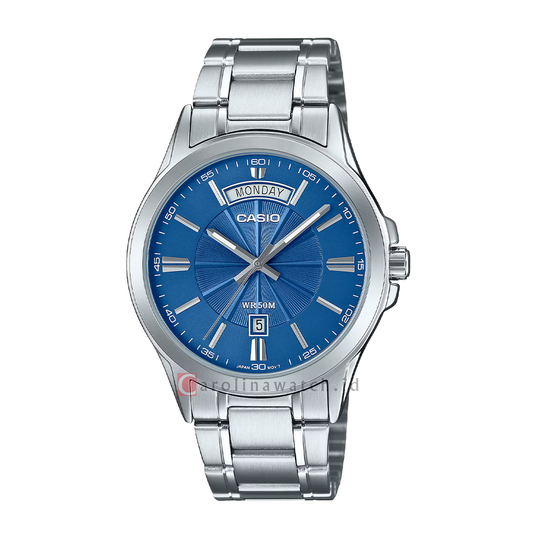 Jam Tangan Casio Standard MTP-1381D-2A Men Blue Dial Stainless Steel Band