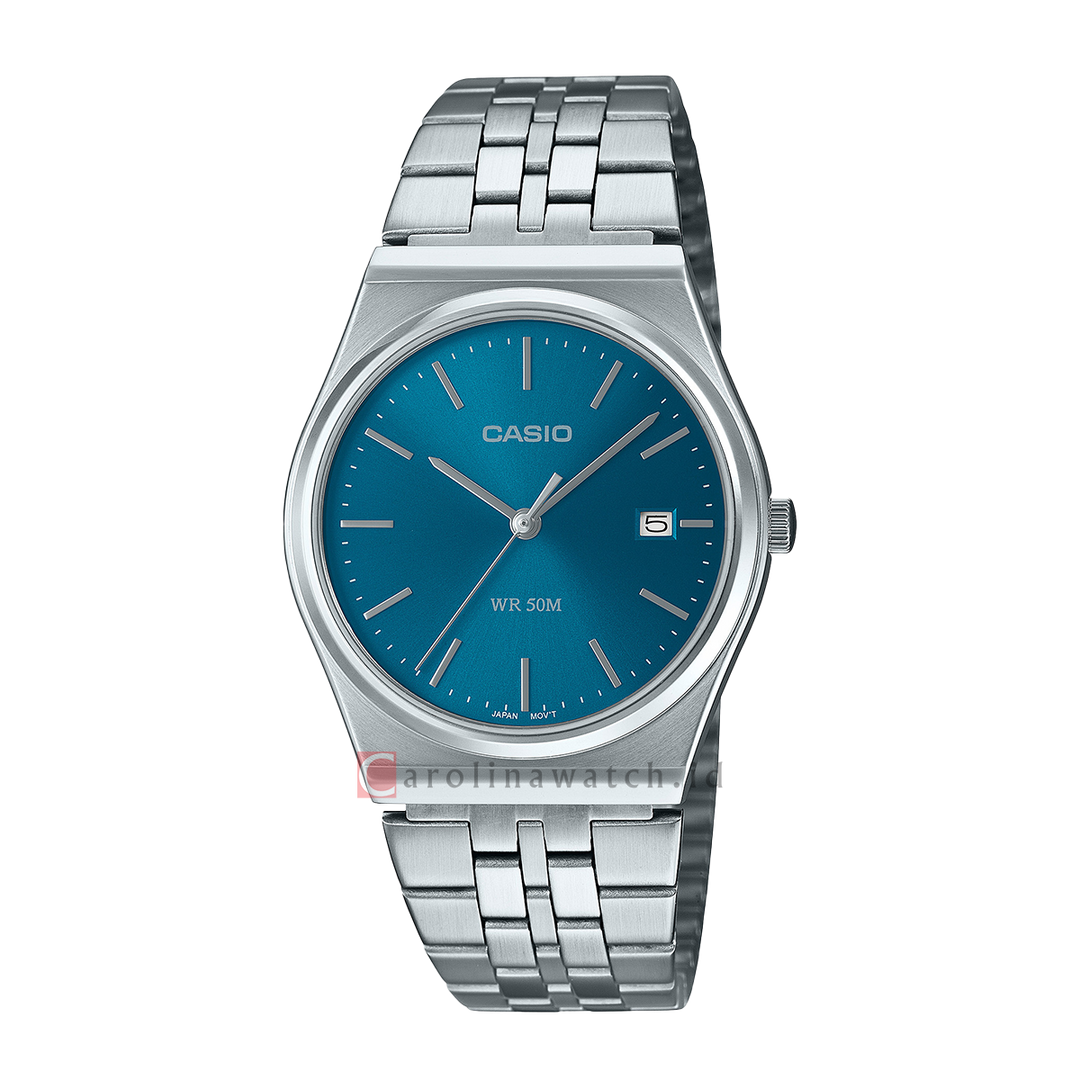 Jam Tangan Casio General MTP-B145D-2A2 Men Steel Blue Dial Stainless Steel Band