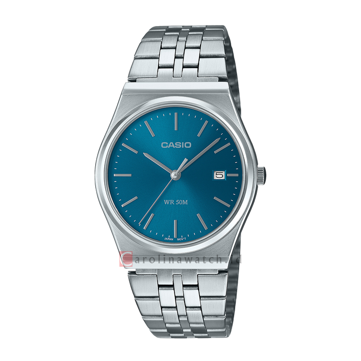 Jam Tangan Casio General MTP-B145D-2A2 Men Steel Blue Dial Stainless Steel Band