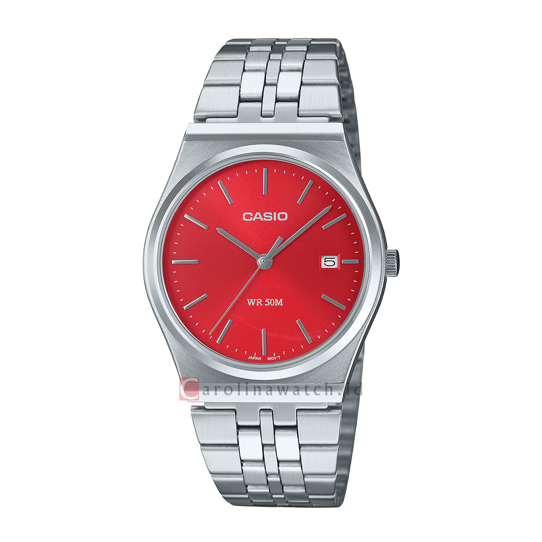 Jam Tangan Casio General MTP-B145D-4A2 Men Red Dial Stainless Steel Band