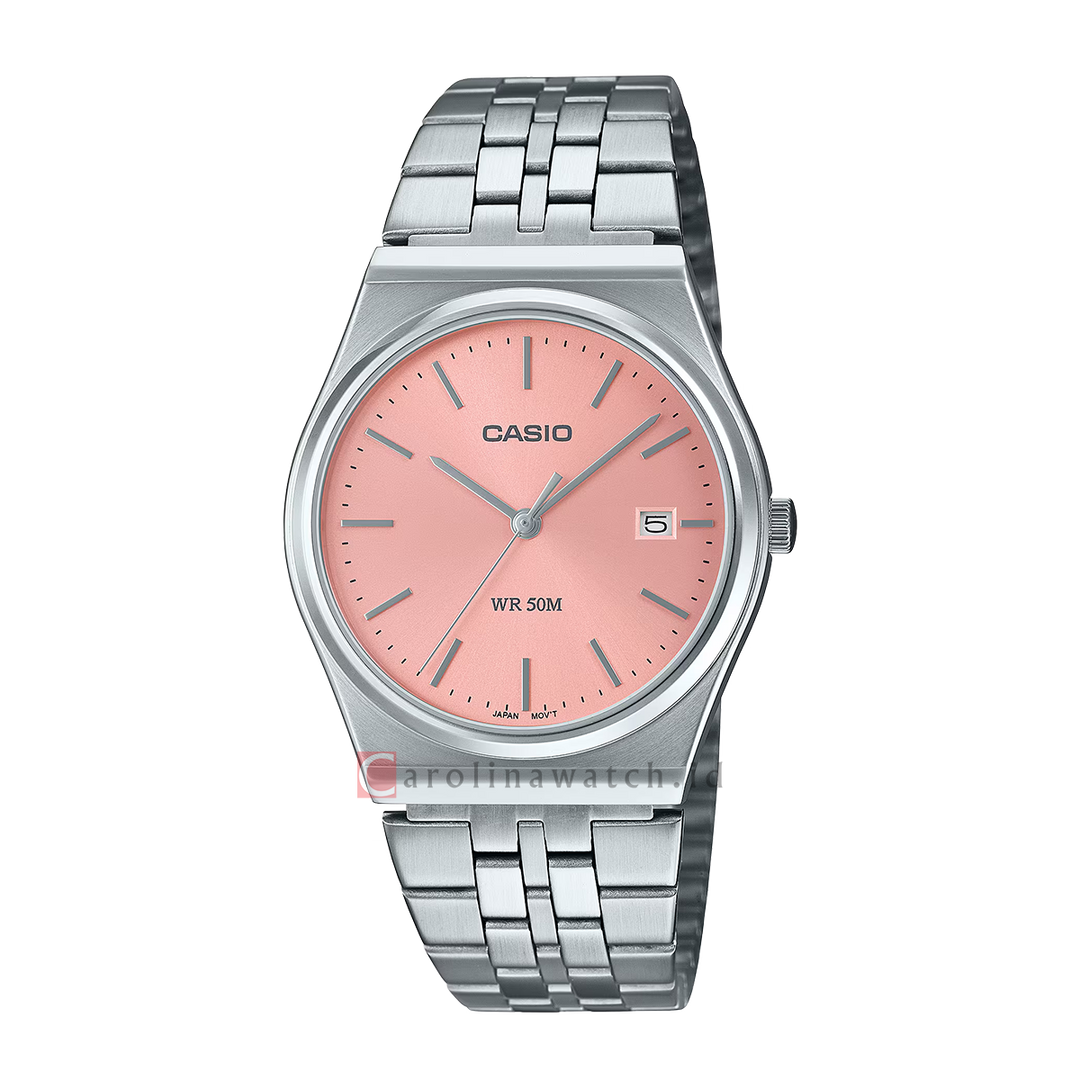Jam Tangan Casio General MTP-B145D-4A Men Pink Dial Stainless Steel Band