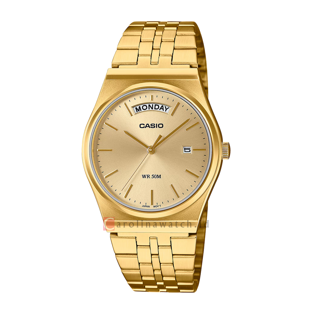 Jam Tangan Casio Standard MTP-B146G-9A Men Gold Dial Gold Stainless Steel Band