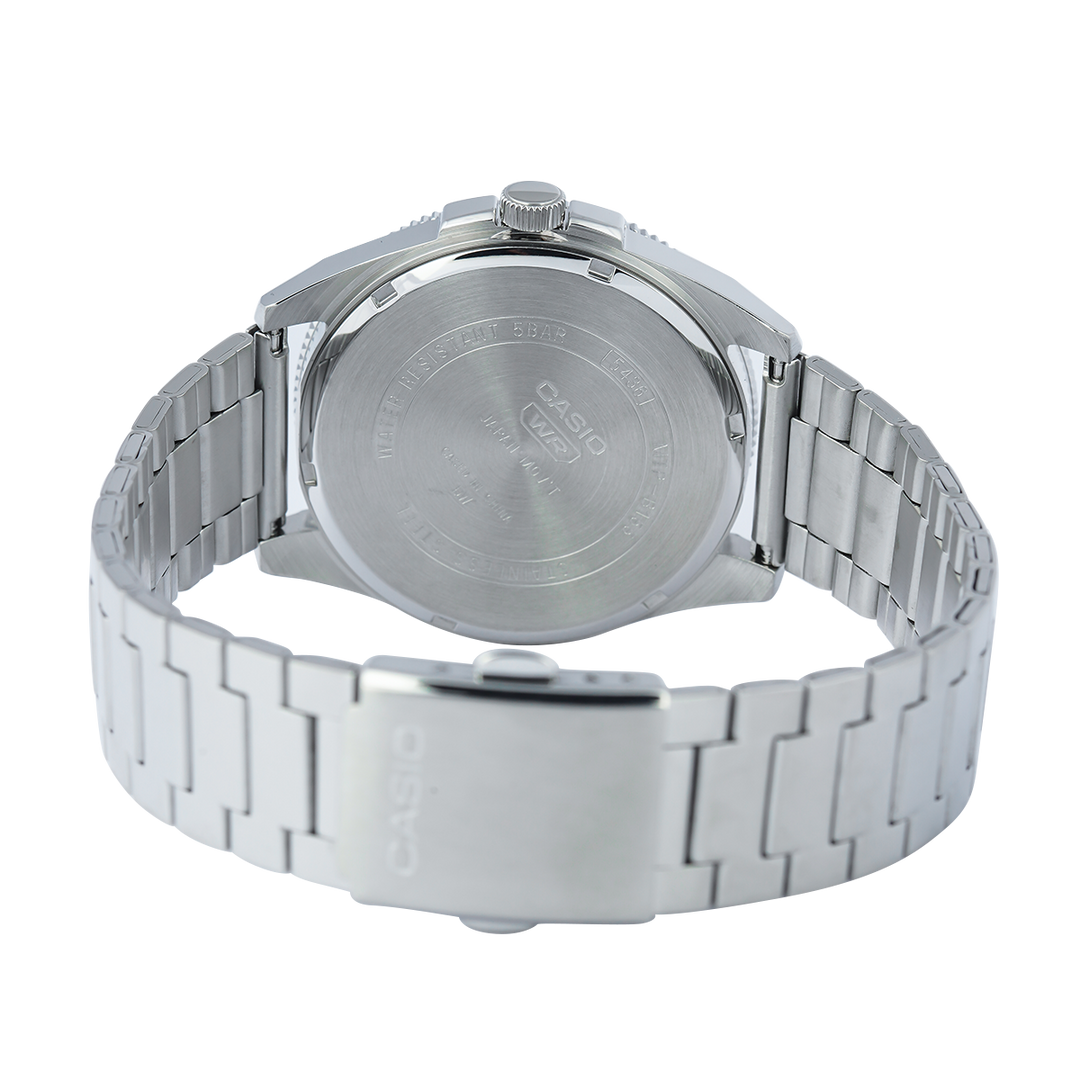 Jam Tangan Casio General MTP-B155D-5E Men Vermillion Red Dial Stainless Steel Band